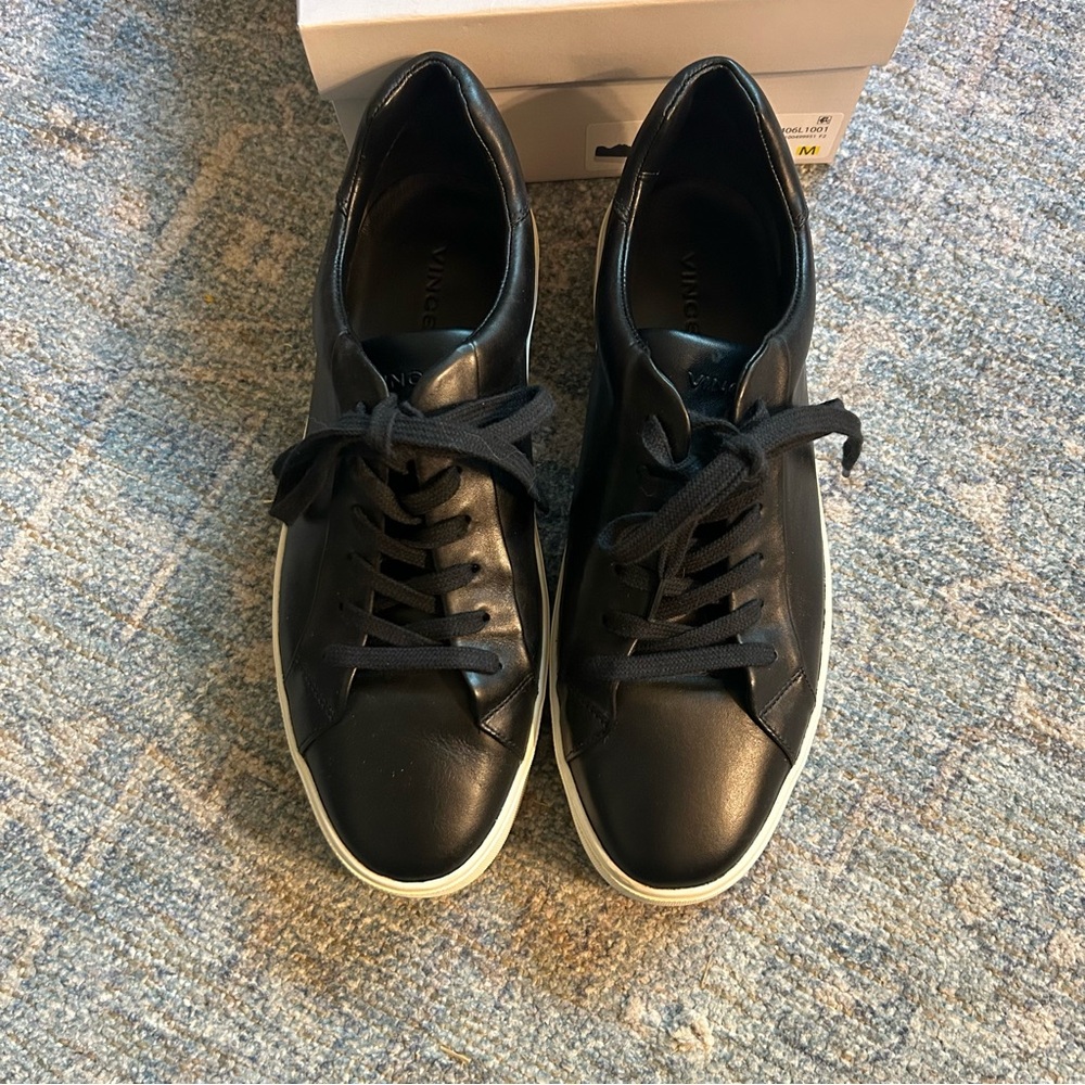 Vince Black Leather Platform Sneakers